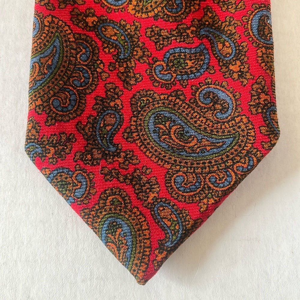 Garfinkel’s Washington Red, Blue & Orange Paisley 100% Wool Tie